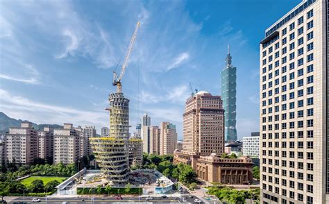 Vincent Callebauts Twisting Tree Covered Tower Takes Shape In Taipei