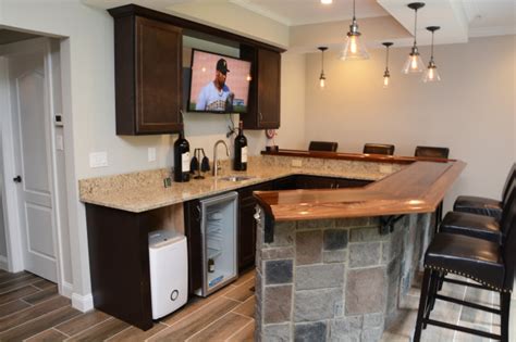 Frederick Md Basement Bar Granite Countertops Traditional Home Bar