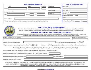 State Of New Hampshire Application For Employment Pdfsimpli