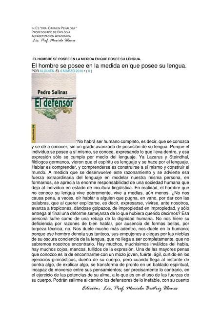 El Hombre Se Posee En La Medida En Que Posee Su Lengua Gustavorau