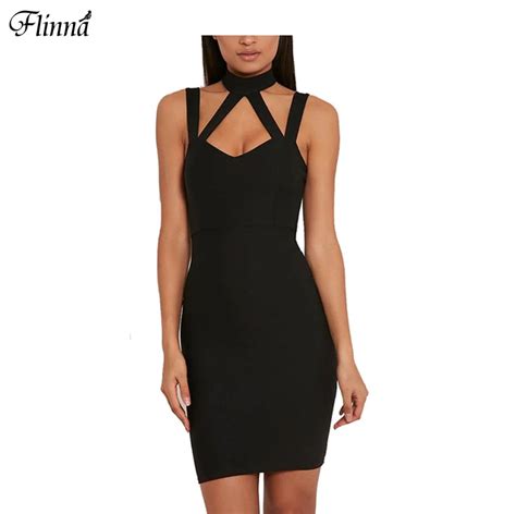 High Quality 2016 New Halter Spaghetti Strap Women Bandage Dress Black