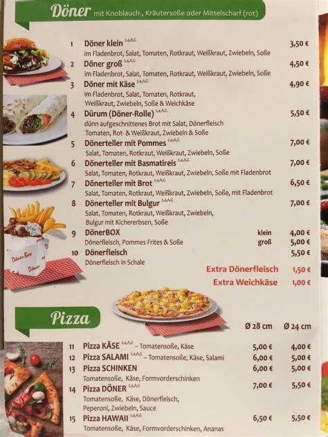 Speisekarte von Döner Kebab Haus pizza Erfurt