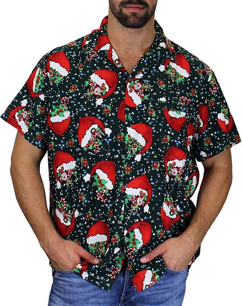 Mens Christmas Button Short Sleeve Shirt My Shop Your Shop