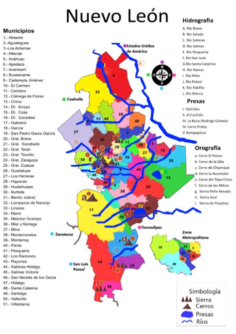 Mapa Hidrogrfía Y Orografía De Nuevo León