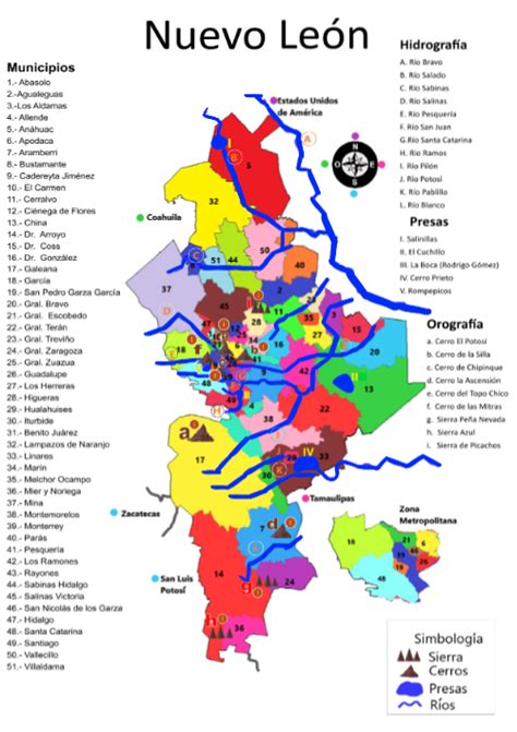 Mapa Hidrogrfía y Orografía de Nuevo León