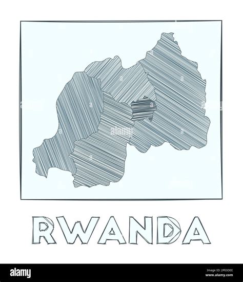 Sketch Map Of Rwanda Grayscale Hand Drawn Map Of The Country Filled