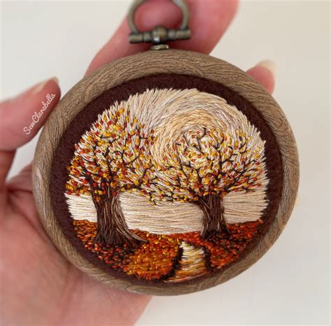 Autumn Embroidery Hoop Art Thread Painting Needle Art Etsy