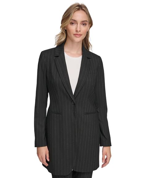 Calvin Klein Womens X Fit Pinstripe One Button Topper Macys