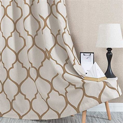 Jinchan Moroccan Tile Linen Textured Curtains Printed Curtain Panel