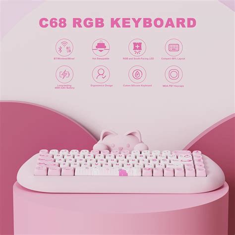 YUNZII C68 Wireless Mechanical Keyboard 65 Gaming Keyboard Hot Swap