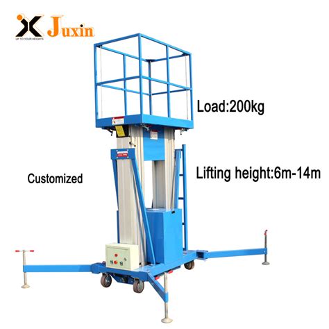 Manlift 4m 6m 8m 10m 100kg Single Double Mast Mobile Ladder Lift