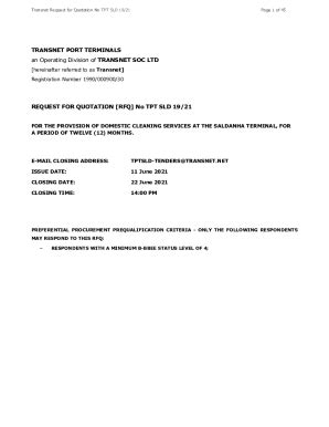 Fillable Online Transnet Request For Quotation No Tpt Sld Fax