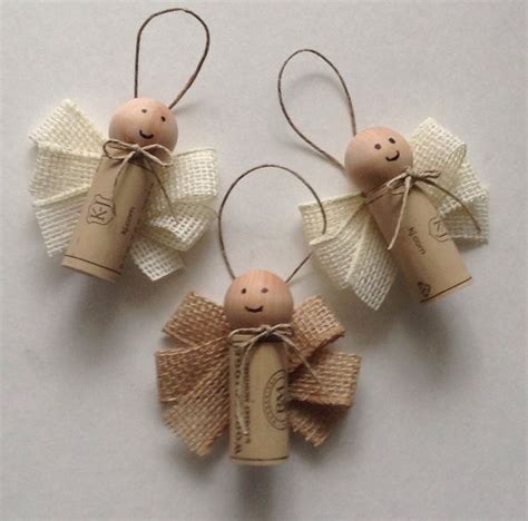 Wine Cork Angel Ornaments Set Of 3 With Images Wine Cork Crafts