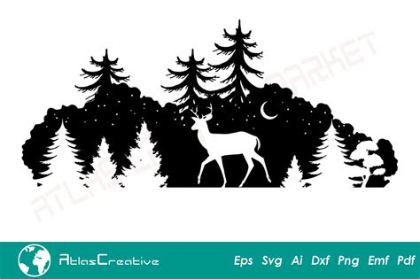 Deer Outdoor Svg Deer In Forest Deer Camp Svg Cut File Deer Etsy