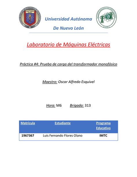 Pr Ctica M Quinas El Ctricas Fime Universidad Aut Nomade