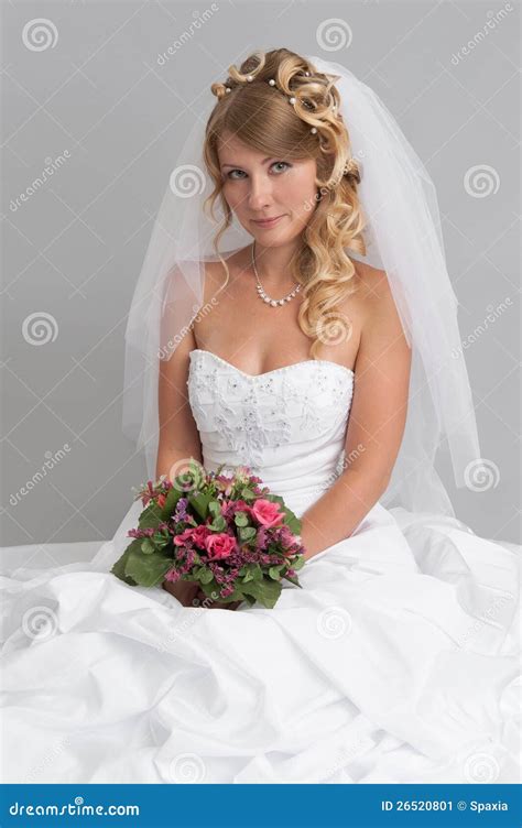 Woman Wearing Wedding Dress Bride Stock Image Image Of Femininity