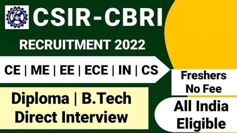 CSIR CBRI Recruitment 2022 Diploma B Tech Fresher CBRI Recruitment