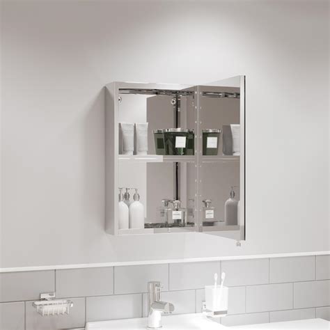 Single Door Bathroom Mirror Cabinet Cupboard Stainless Steel Wall