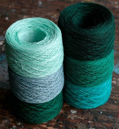 Linen Yarn Thread Six Balls Green Dark Green Sea By Namolio Teal