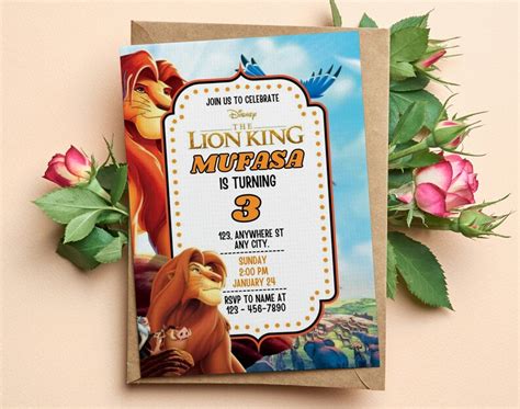 Editable Lion King Birthday Invitation Lion King Party Invitation