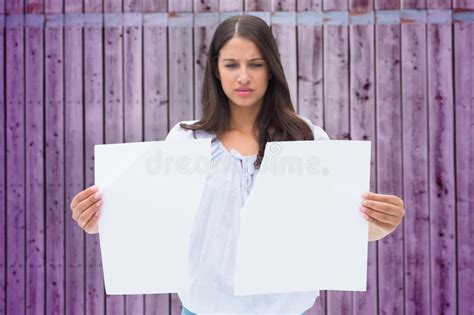 Upset Brunette Woman Sitting With Hands Stock Image Image Of Upset