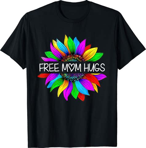 Free Mom Hugs Gay Pride LGBT Daisy Rainbow Flower Hippie T Shirt