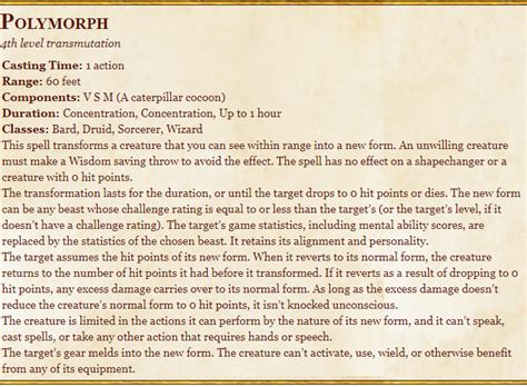 Polymorph 5e Spell in D&D - Dnd Spells