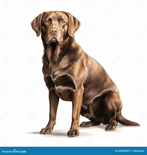 Realistic Labrador Retriever Illustration On White Background Stock