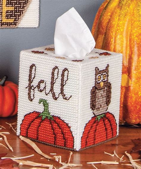 Mary Maxim Plastic Canvas Tissue Box Kit Autumn Welcome Count