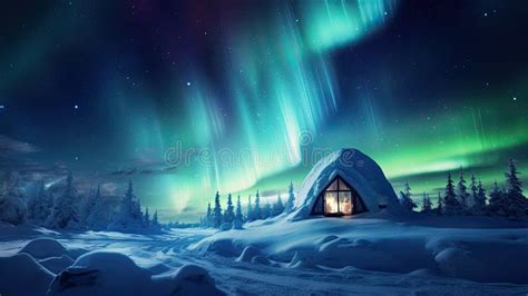 Igloo Building from the Snow with Winter Snowy Scenery Stock Image ...