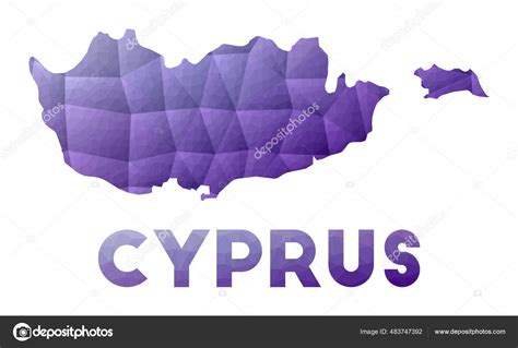 Map Of Cyprus Low Poly Illustration Of The Country Purple Geometric