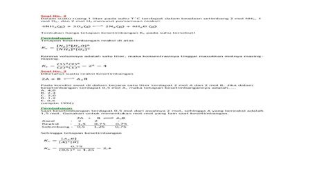 Contoh Soal Dan Pembahasan Kesetimbangan Kimia Pdf Document