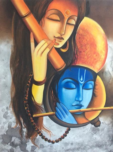 Radha krishna modern art contemporary art abstract acrylic painting ...