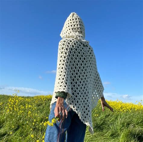 1970s Crochet Hooded Poncho Gem