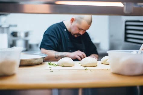 Premium Photo | Chef filling bao buns in a restaurant kitchen