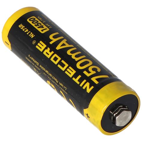 Nitecore Li Ion Akku Typ 14500 750mAh NL1475R Akkus Zubehör