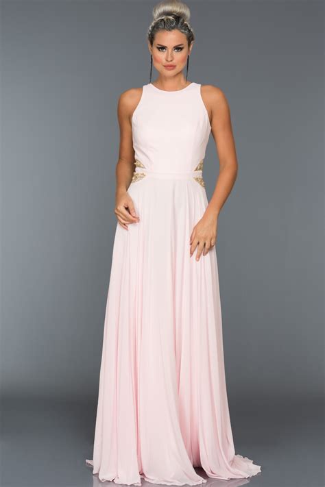 Robe De Soirée Longue Rose F7225