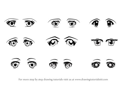 Learn How to Draw Anime Eyes - Female (Eyes) Step by Step : Drawing ...