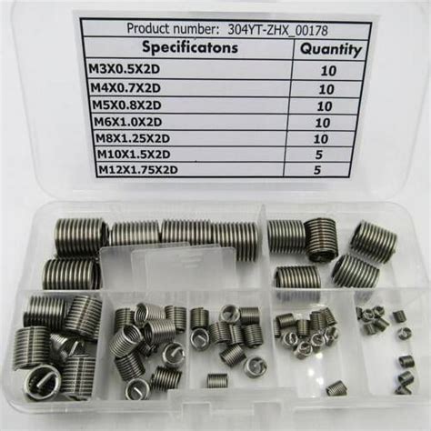 Helicoil Stainless Steel Thread Repair Insert Kit M3 M4 M5 M6 M8 M10 M12 60 Pcs