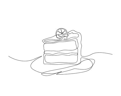 Premium Vector Continuous One Line Drawing Of Sliced Cake Cheese Cake Outine Vector Illustration