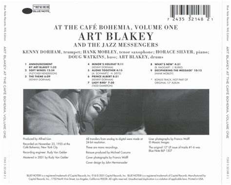 Art Blakey The Jazz Messengers At The Cafe Bohemia Vol 1 2001 RVG