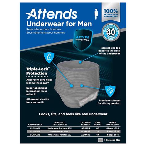 Attends Discreet Mens Incontinence Underwear L Xl Breathable With