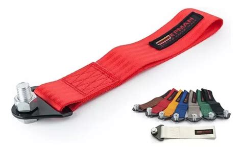 Tow Strap Hook Cinta Para Reboque Fita Esportiva Engate Cor Vermelho