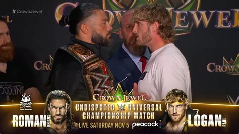 Video Roman Reigns Vs Logan Paul Made Official At Crown Jewel Press