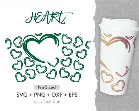 16oz Love Hot Cup Svg Love Full Wrap Svg Hearts Svg Heart Svg Mom Life Svg Hot Cup Svg