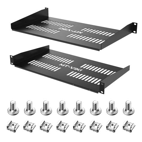 MT VIKI 1U Server Rack Shelf 10 Deep 2 Pack Universal Vented Rack