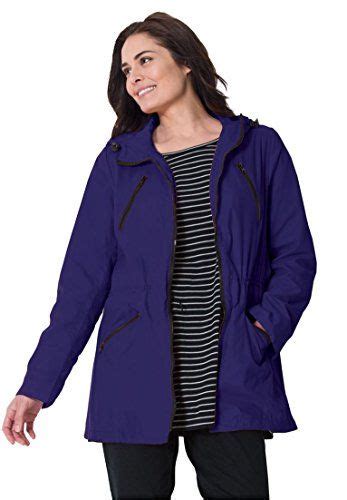 Womens Plus Size Lightweight Hooded Anorak Jacket With Mesh Lining Deep Hooded Anorak Jacket