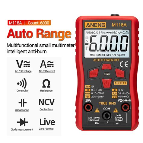 Aneng M118a Digitaler Mini Multimeter Tester Mit Ncv Daten Halten 6000