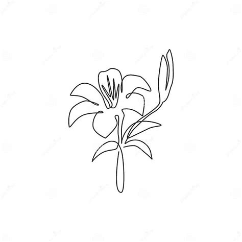 One Single Line Drawing Of Beauty Fresh Lilium For Home Wall Decor