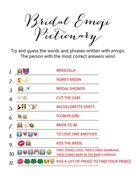 BS46 Emoji Pictionary Bridal ANSWER Magical Printable